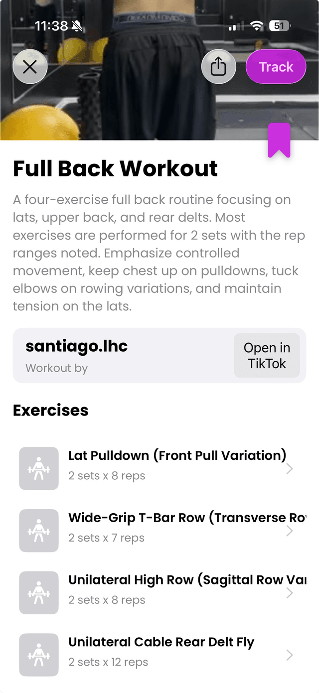 Gymdex Workout Detail Screen