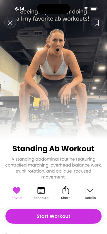 A workout video broken down into a structured Gymdex workout